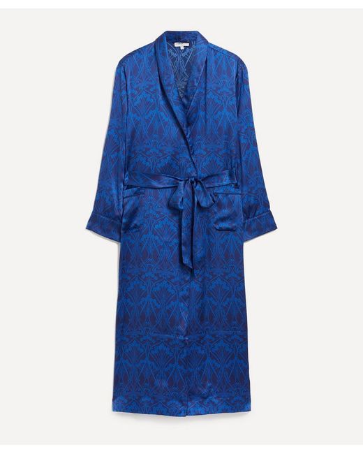 Liberty Blue Silk Satin Robe