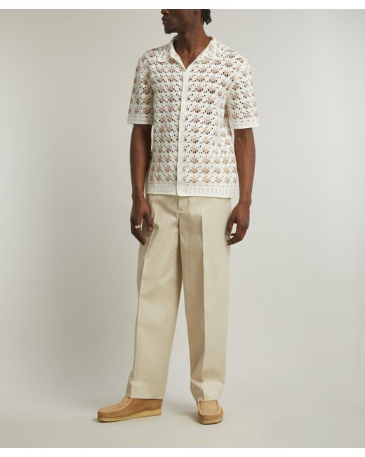 Wax London White Mens Porto Crochet Shirt L for men