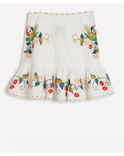 Farm Rio White Pitanga Embroidered Mini-skirt