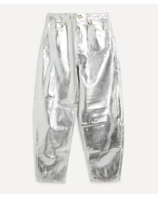 Ganni White Women's Stary Silver Foil Jeans 29