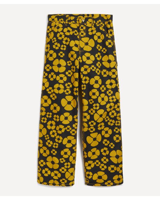 Marni Yellow Women's Floral Trousers Xs