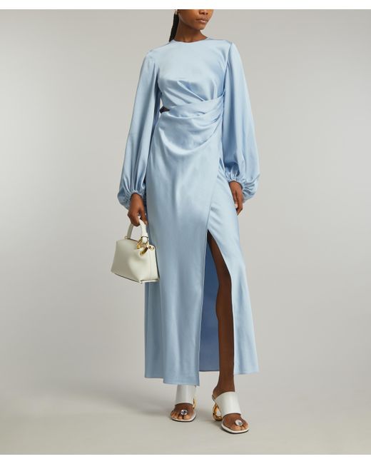 Significant Other Blue Women's Lara Long-sleeve Petrol Satin Dress 12