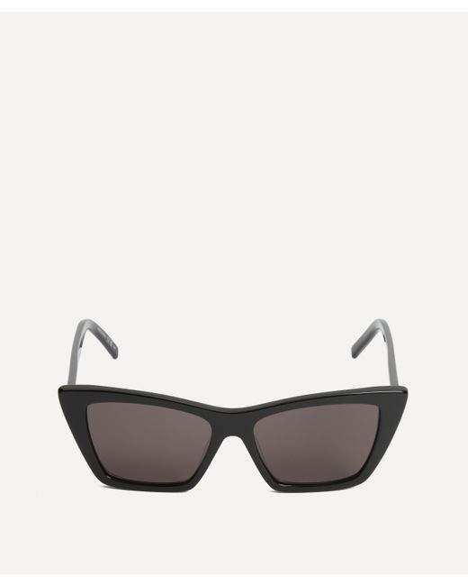 Saint Laurent Gray Women's Black Acetate Square Cat-eye Sunglasses One Size