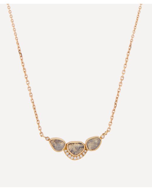 Brooke Gregson Metallic 18ct Gold Orbit Triple Diamond Halo Pendant Necklace