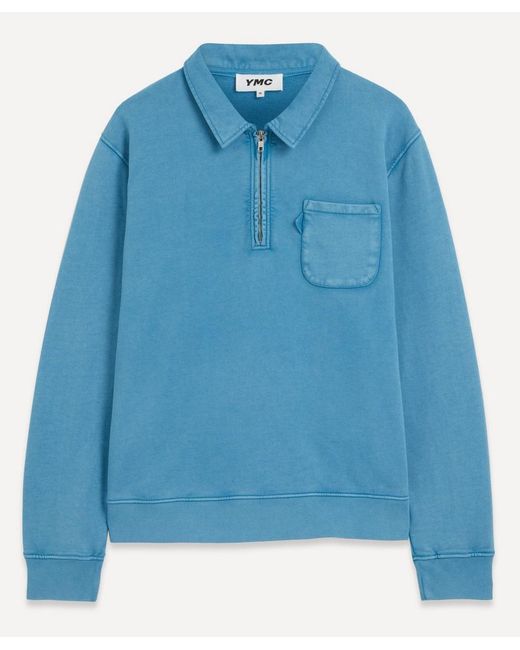 YMC Blue Sugden Loopback Cotton Sweatshirt for men