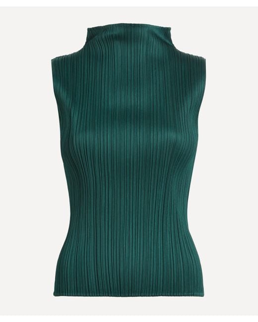 Pleats Please Issey Miyake Women's New Colourful Basics 3 December Dark Green Sleeveless Top 4