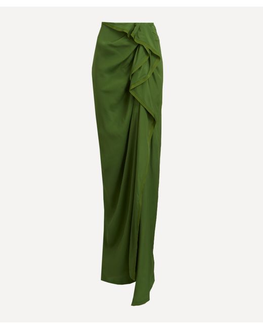 Dries Van Noten Green Women's Long Draped Skirt 6