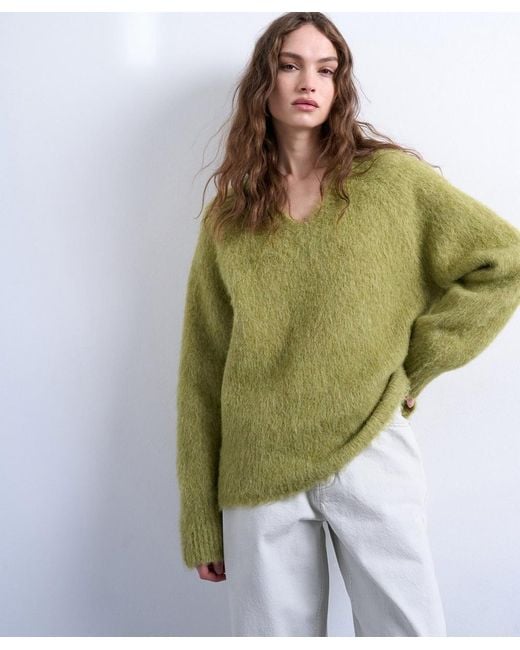 TOPSHOP Green Knitted Premium Alpaca Jumper