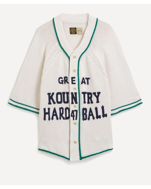 Kapital White Mens 3g Cotton Knit Baseball Cardigan for men
