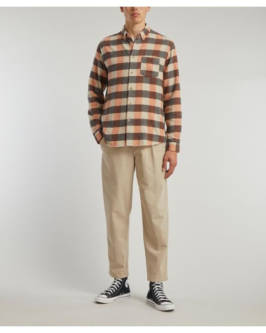 Folk Brown Flannel Check Shirt 4 for men