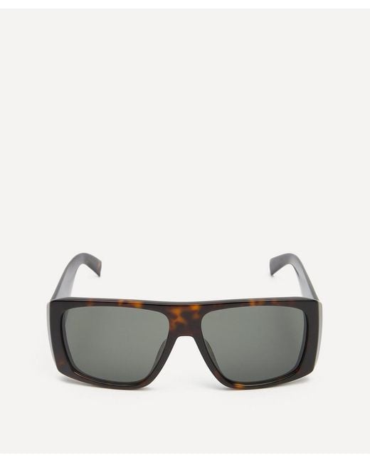 Saint Laurent Gray Oversized Flat Top Acetate Sunglasses