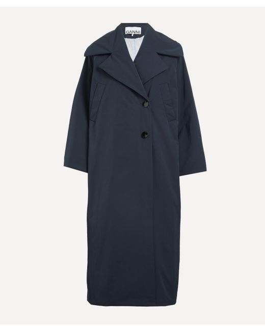 Ganni Blue Women's Long Twill Coat 8