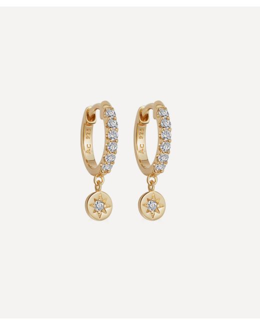 Astley Clarke Metallic 18ct Gold Plated Vermeil Silver Polaris White Sapphire Drop Earrings