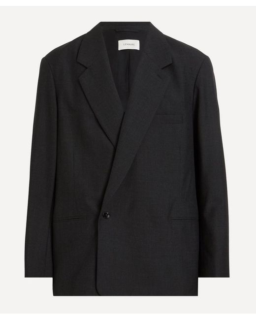 Lemaire Black Maxi Double Breasted Jacket for men