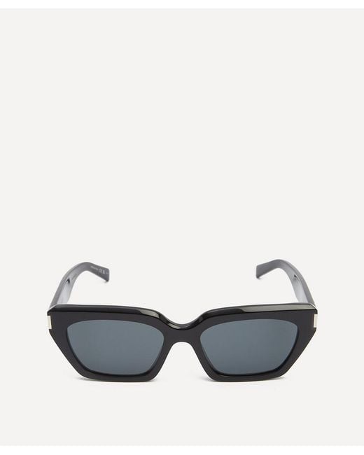 Saint Laurent Black Geometric Cat Eye Acetate Sunglasses