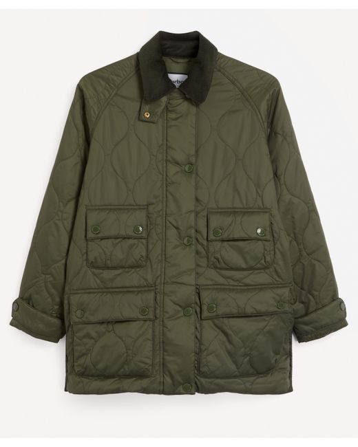 Barbour Corduroy X Alexa Chung Myrtle Quilted Jacket in Olive (Green ...
