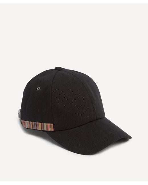 Paul Smith Black Signature Stripe Trim Baseball Cap for men