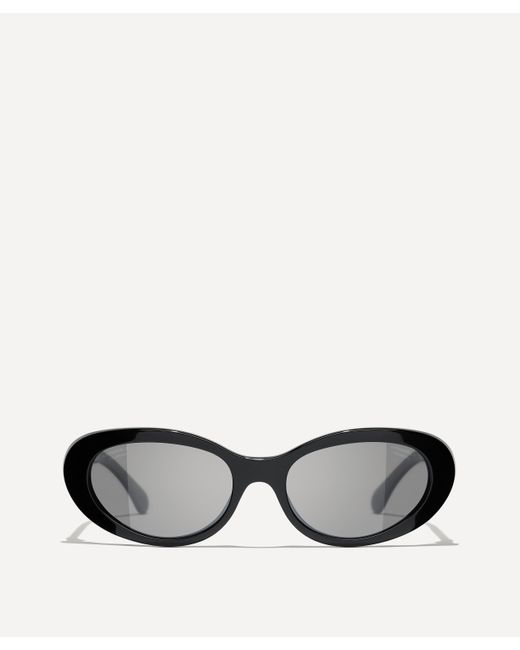 Chanel Black Women's Oval Sunglasses One Size