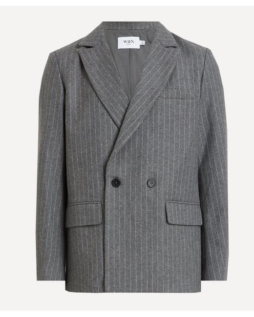 Wax London Gray Gekko Charcoal Pinstripe Wool Blazer for men