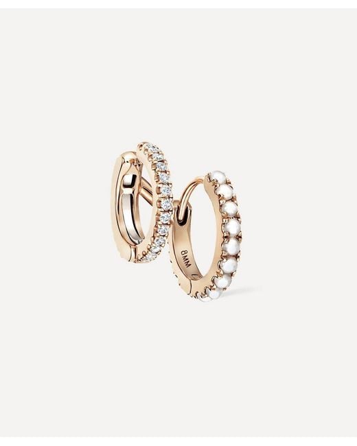 Maria Tash White 14Ct 8Mm Pearl And Diamond Double Linked Eternity Hoop Earring Right