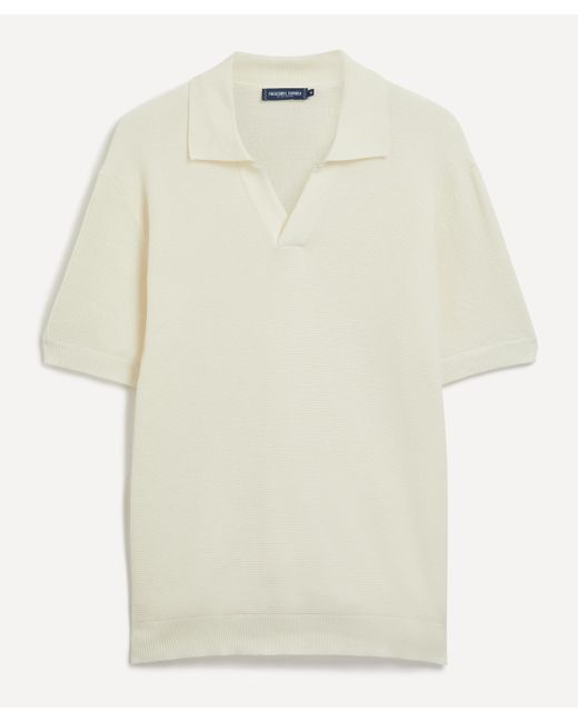 Frescobol Carioca White Mens Rino Knit Cotton-silk Polo for men