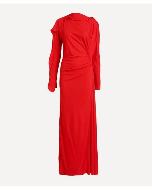 Victoria Beckham Red Draped Jersey Gown