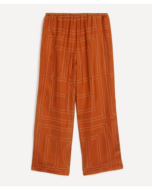 Totême  White Monogram Silk Pyjama Trousers