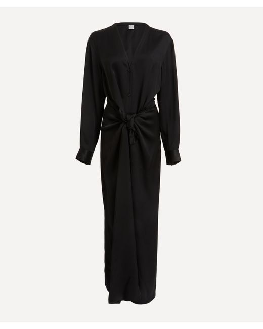 Totême  Black Women's Satin Knotted Dress 10