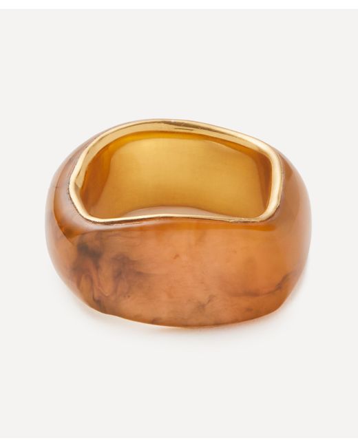 Completedworks Orange Mens 14ct Gold-plated Vermeil Silver A Virtuous Circle Tortoise Shell Ring for men