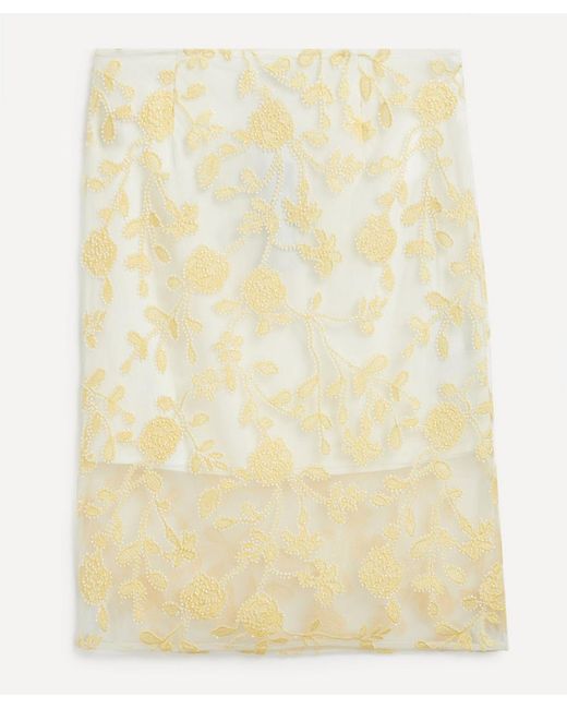 ROTATE BIRGER CHRISTENSEN Yellow Flower Beads Pencil Skirt