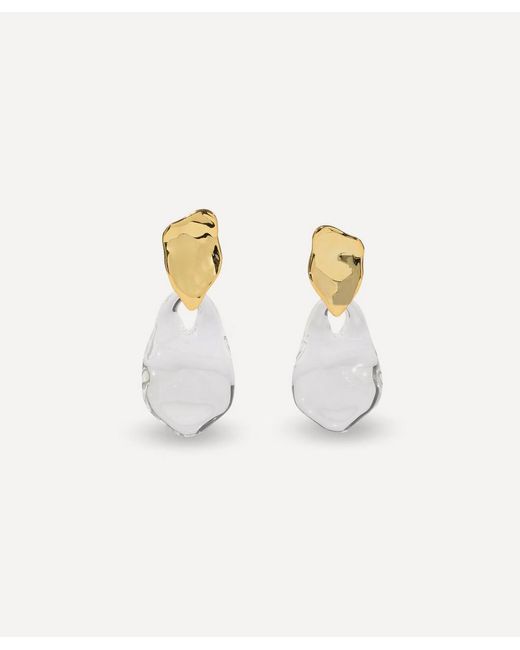 Alexis White 14Ct-Plated Liquid Lucite Wafer Drop Earrings