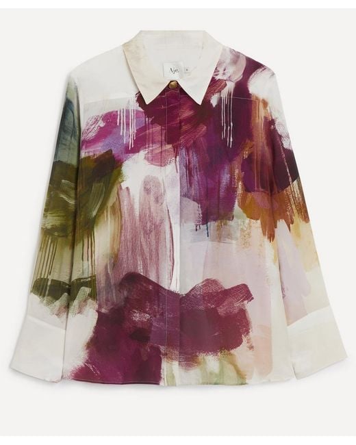 Aje. Pink Atomic Silk Shirt