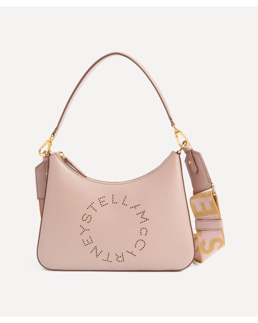 Stella McCartney Pink Women's Stella Logo Mini Faux Leather Hobo Bag One Size