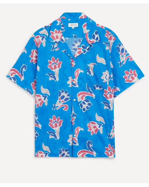 Liberty Blue Cuban Collar Tana Lawn Cotton Shirt for men