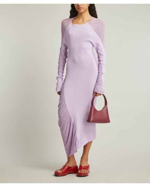 Issey Miyake Purple Women's Ambiguous Long Sleeved Midi Dress 2