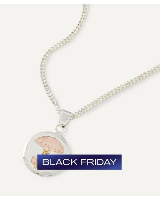 Conor Joseph White Sterling Mushroom Pendant Necklace for men