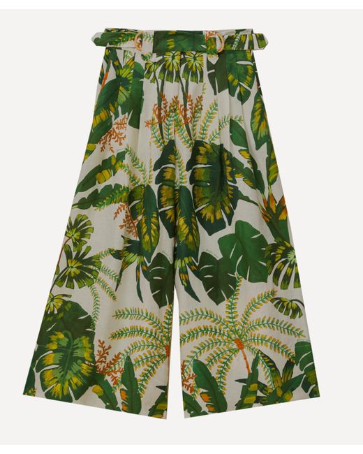 Farm Rio Green Women's Tropical Forest Off-white Trousers