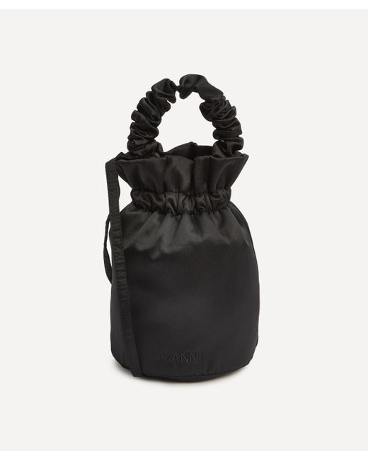 Ganni Ruched Top Handle Pouch Bag in Black Lyst Canada