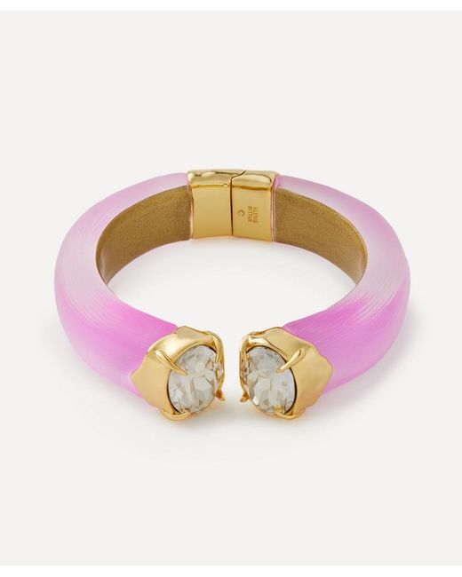Alexis Pink 14Ct-Plated Bonbon Crystal Lucite Hinge Bracelet