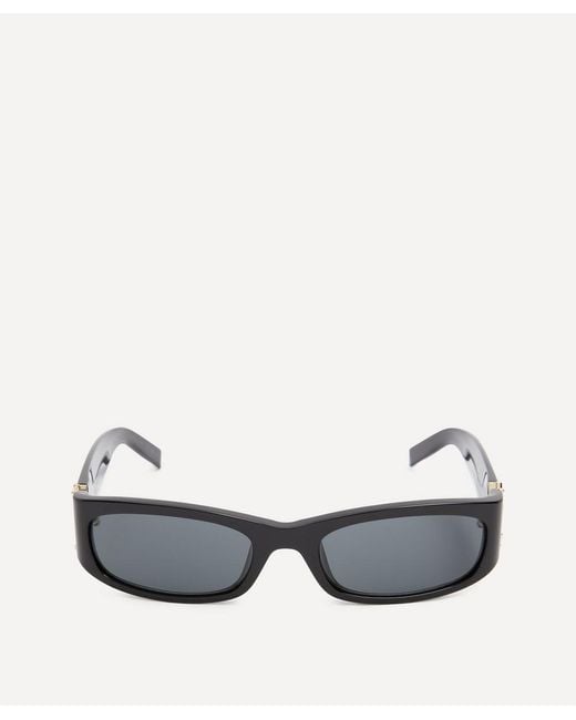 Saint Laurent Gray Elongated Rectangular Acetate Sunglasses