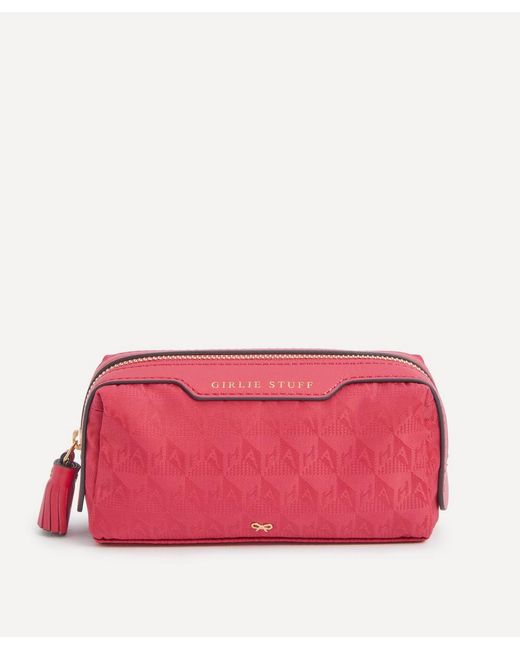 Anya Hindmarch Pink Logo Girlie Stuff Pouch