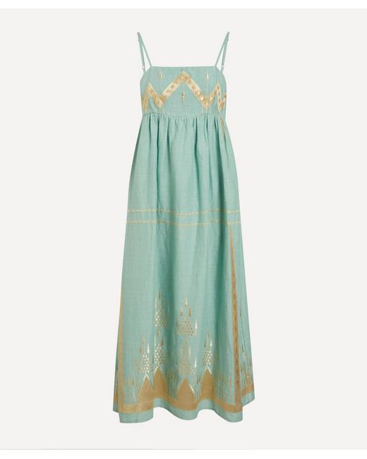Kori Green Roots Strappy Ramie Midi Dress