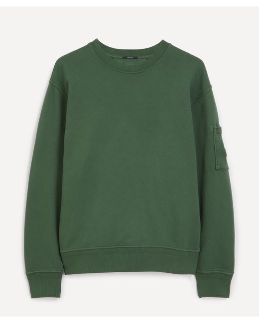 C P Company Green C. P. Company Mens Diagonal Raised Fleece Sweatshirt for men