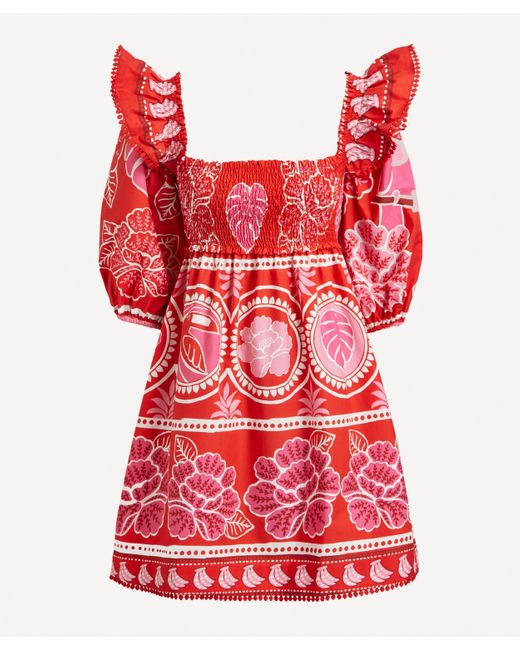 Farm Rio Red Women's Summer Sunrise Mini-dress L