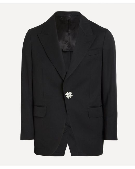 Simone Rocha Black Embellished Relaxed Wide Peak Jacket for men