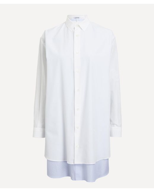 Loewe White Women's Double Layer Cotton And Silk Shirtdress 8