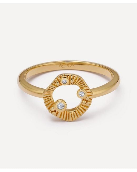 Astley Clarke White 18Ct-Plated Vermeil Raye Cut Out Ring