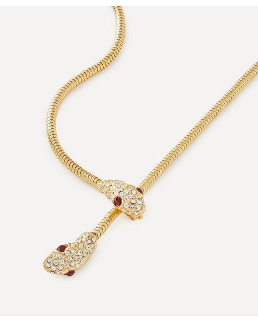 Kenneth Jay Lane Metallic Plated Snake Chain Lariat Necklace