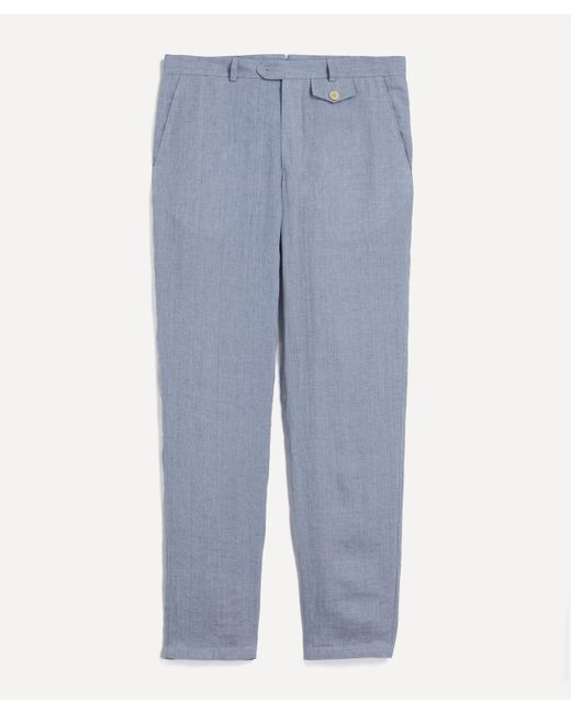 Oliver Spencer Linen Bove Sky Blue Fishtail Trousers for Men | Lyst