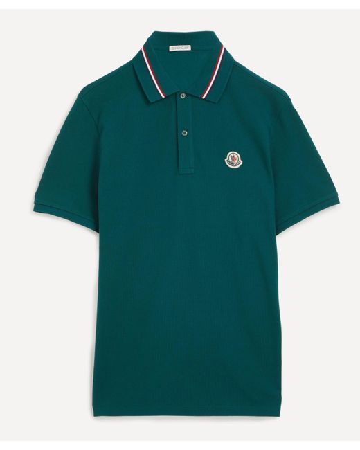 Moncler Mens Forest Green Logo Patch Polo Shirt for men